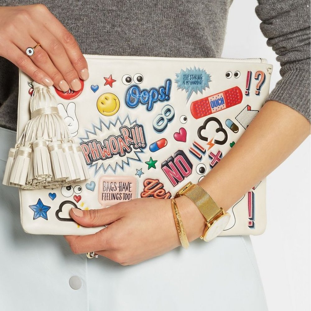 Anya Hindmarch Georgiana Stickers Clutch Bag